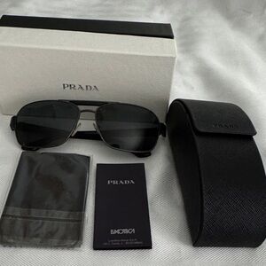 Prada Dark Gray Sunglasses with Accessories
